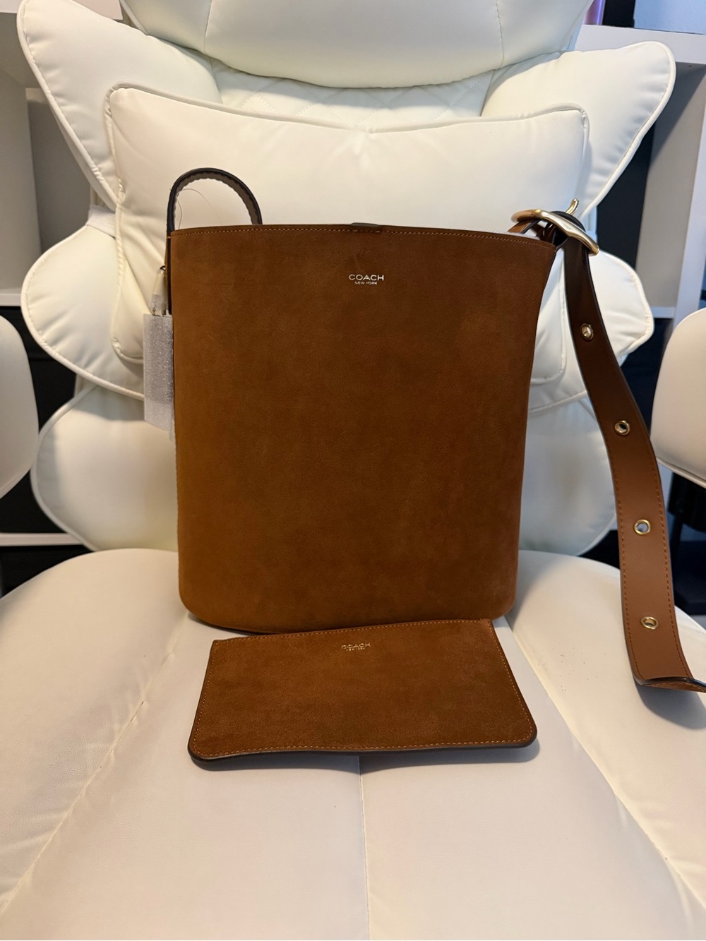 COACH Bleecker Bucket Bag in Warm Brown (Large)